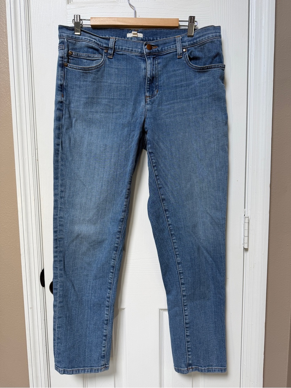 Eileen Fisher Indigo Blue Straight Leg Jeans Organic Cotton Sz 12
